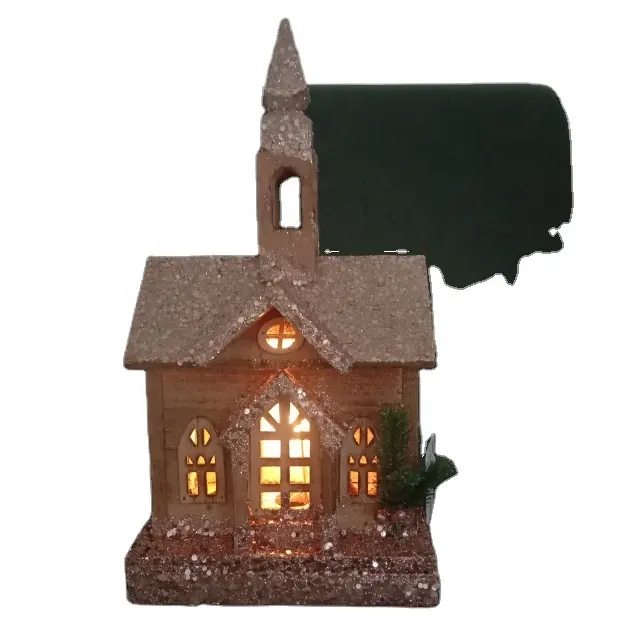 Light Up Christmas Wooden House For Holiday Decoration