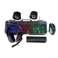 Kit de jeu filaire USB 5 en 1 de haute qualité avec rétroéclairage, combo clavier 104 touches, souris, casque, tapis de souris et haut-parleur