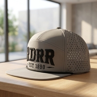 Casquettes perforées en nylon imperméable de haute qualité à 7 panneaux, broderie personnalisée, découpe au laser, avec cordon