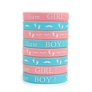 Gender Reveal Bracelets Team Boy Team Girl Silicone Bracelets Rubber Wristband for Baby Shower Gender Reveal Party Wristbands
