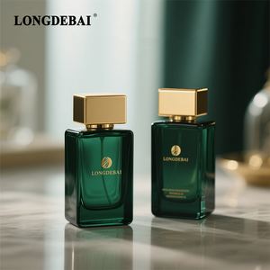 Custom Luxury ECO Crimp Clear 30ml 50ml 100ml Crimp square Glass Green Perfume Empty <b>Bottle</b> with Box - Product Image 2