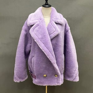 Cappotto in lana allentata in <span class=keywords><strong>Shearling</strong></span> di pecora di moda calda cappotto da orsacchiotto corto caldo caldo antivento - Product Image 3