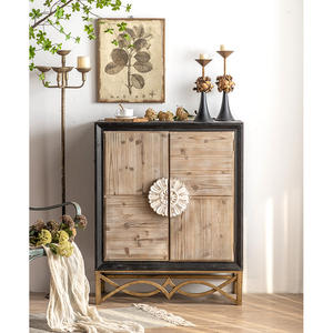 خزانة عرض أثاث كلاسيكية على الطراز الأوروبي القديم بتصميم ريفي وعتيق مع بابين - Product Image 2