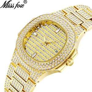 Montre de luxe pour homme, entièrement sertie de diamants, style Hip Hop, avec cadran ciel étoilé et poussière d'étoiles, dorée et incrustée de pierres - Product Image 5