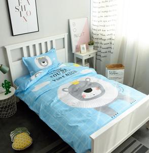 % 100% pamuk çevre dostu tek <span class=keywords><strong>2</strong></span> adet 3 adet karikatür aslan baskılı yatak seti yorgan yatak örtüsü seti çocuk için - Product Image 2