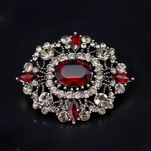 Broche de Cristal Luxuoso de Alta Qualidade para Mulheres, Estilo Retrô Europeu-Americano, Elegante e Moderno, Acessório de Moda para Casacos e Corsages - Product Image 3