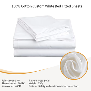 थोक 100% कपास कस्टम सफेद सादे रंगीन होटल होम फ्लैट शीट अस्पताल के बच्चों के लिए रानी/किंग आकार वाली चादर - Product Image 2