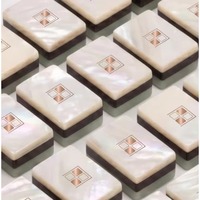 Nouvel ensemble de tuiles de Mahjong américain en acrylique gravé, thème campagne verte, avec tapis, supports et table, pour jeu d'échecs, divertissement et collection de jeux de hasard