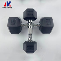 Haltères hexagonaux en fonte recouverts de caoutchouc noir, poids libres pour la musculation, 1 kg - 70 kg