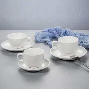 Set di tazze da caffè in porcellana bianco a buon mercato produttore di stoviglie in ceramica PITO
