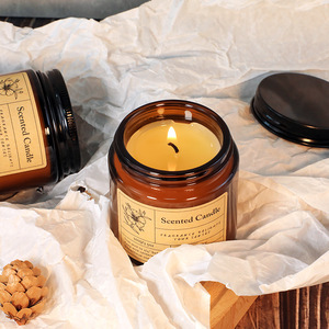 Etiqueta personalizada ámbar marrón vela <span class=keywords><strong>de</strong></span> vidrio tarro velas perfumadas para marca propia - Product Image 6