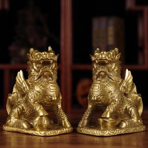 Une paire d'ornements Kylin en métal, artisanat pour la maison, l'entrée, la cérémonie <span class=keywords><strong>de</strong></span> bienvenue des enfants, le bureau et le Nouvel An - Product Image 4