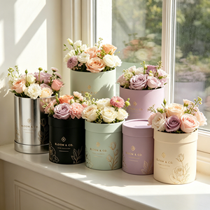 Luxury Large <b>Hat</b> <b>Box</b> Rigid Cardboard Round Flower <b>Box</b> for Preserved Rose Bouquet Packaging Custom Logo Wholesale - Product Image 4