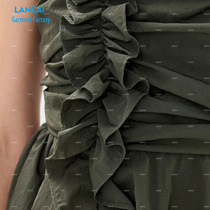 Mini vestido de mujer sin mangas cuello redondo alta calidad rayón algodón cremallera trasera ropa informal de moda personalizada - Product Image 4