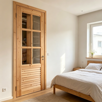 Porte intérieure en bois de cèdre massif avec persiennes en verre, porte de chambre en bois naturel pour la décoration de la maison