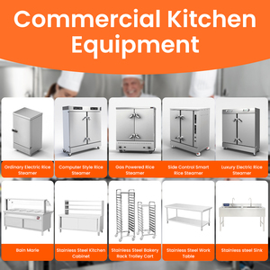 เครื่องอุ่นอาหารแบบ Bain Marie 10 ช่อง สำหรับร้านอาหาร - ตัวเครื่องสแตนเลสพร้อมฝาครอบกระจก - Product Image 3