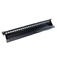 Panel Patch Keystone Kosong 1U 24 Port 19 Inch Cat6 RJ45 UTP Rak Mount Plastik & Baja