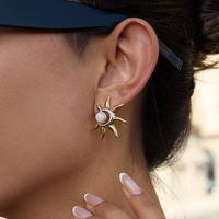 Ensemble collier et bracelet en acier inoxydable plaqué or 18 carats avec pendentif soleil, perles colorées, bijoux bohèmes, résistant à l'eau, cadeau pour femmes