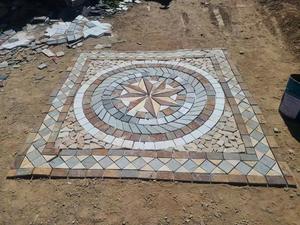 نمط سليت مع صافي لصق الطابق البلاط حديقة ساحة رصف الثقافي الحجر رصف مع شبكة حجر تجليد واجهات جولة شكل تصميم - Product Image 3