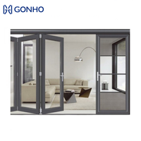 Portes pliantes modernes GONHO en verre trempé double avec moustiquaire anti-insectes, étanches, pour appartement