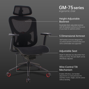 Chaise de bureau ergonomique en maille avec base en alliage d'aluminium, chaise pivotante de direction, chaise de bureau, échantillon gratuit en Israël - Product Image 5