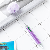 Coloré présent enfants étudiants bureau école fournisseur quatre couleurs en plastique acrylique pompon perles stylo à bille perle stylos bijoux