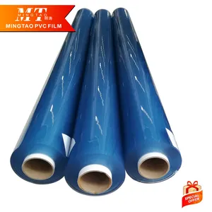 Rollo de película de embalaje de pvc, transparente, azul, película árabe para tienda comercial de pvc blanco