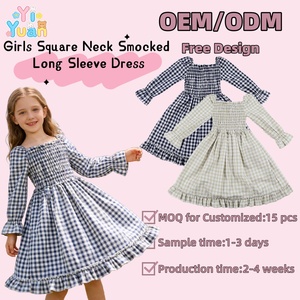 2026 OEM ODM Long Sleeve Baby Girl <strong>Ruffles</strong> Print Casual <strong>Dress</strong> Puffy <strong>All</strong> Season Eco-Friendly Breathable Children's <strong>Dress</strong> - Product Image 1