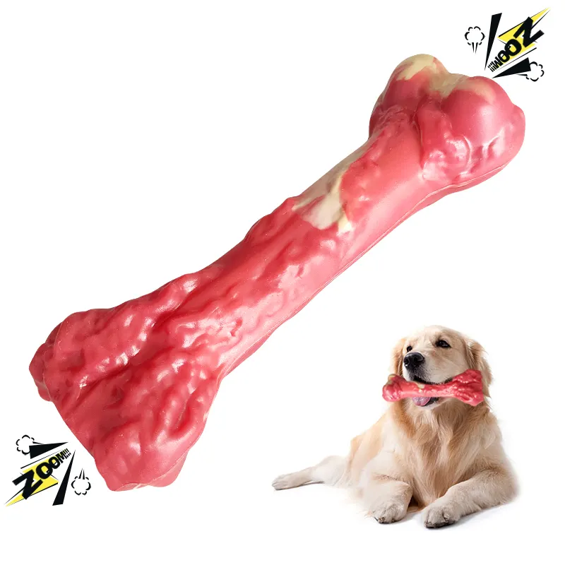 Nhà Máy Bán buôn tùy chỉnh con chó đồ chơi cho hung hăng chewers hoàn hảo con chó răng Làm Sạch Đồ chơi cao su thịt bò-hương vị tương tác xương