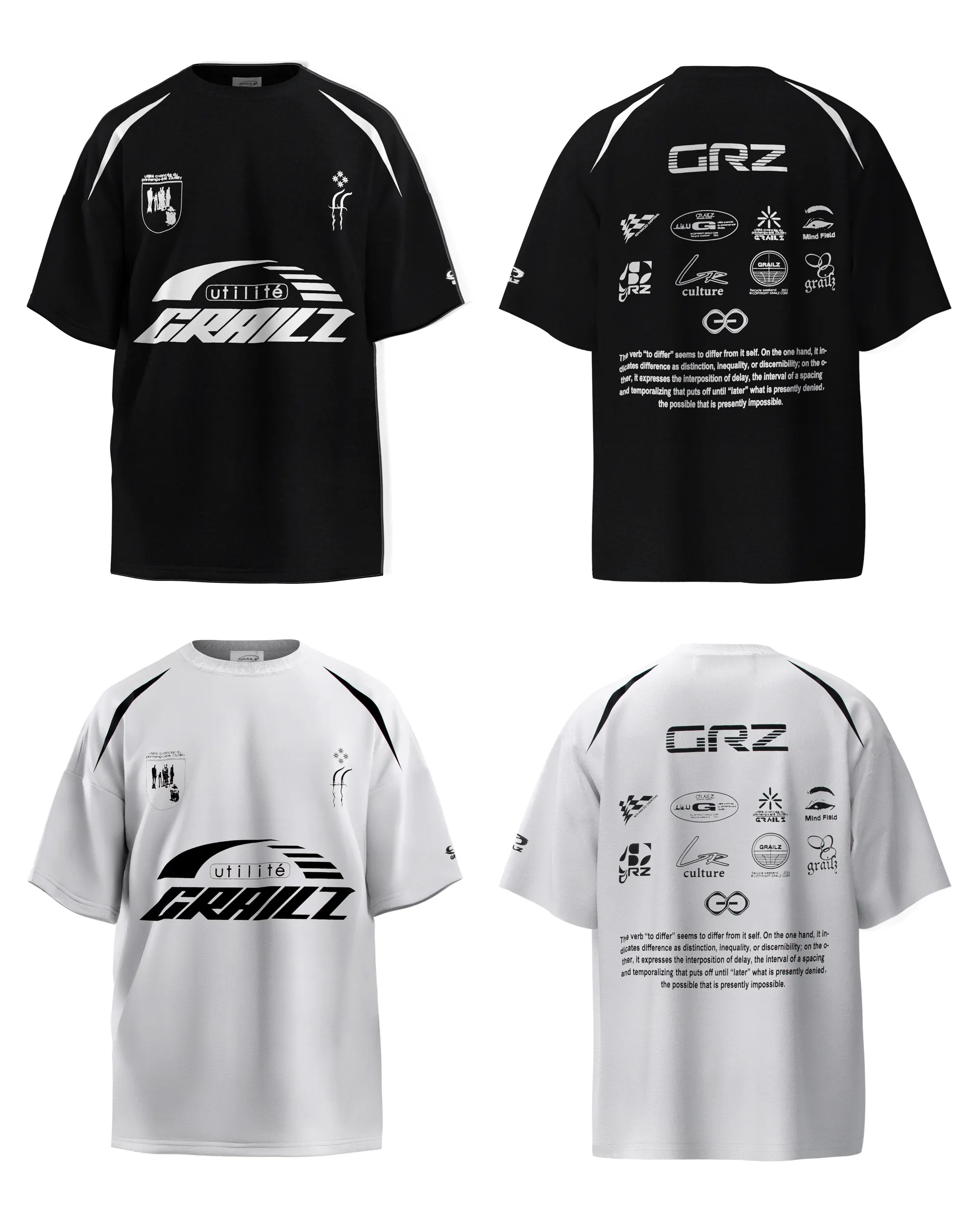 GRAILZ G/R เสื้อยืด ฤดูร้อนหลวมกระชับผู้ชายคู่เสื้อยืดแขนสั้น เสื้อผ้านักออกแบบระดับไฮเอนด์