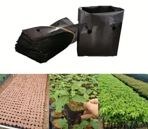 Galão PE Polietileno Perfurado Plantando Saco Plástico UV Proteção Nursery Fruit Flower Grow Bags Seedling Pot