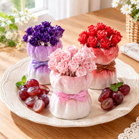 Keramische rozenboeket fruitvorkjes roestvrijstalen desserthouder set diverse kleuren 7,7cm 6,8cm 9,3cm voor bruiloft feest cadeau