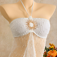 Maillot de bain deux pièces pour femme avec haut bandeau et robe de plage transparente, style brésilien, 3 couleurs, tailles S-L