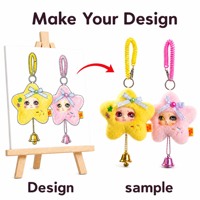 Porte-clés en peluche étoile porte-bonheur créative et mignonne, pendentif en peluche à visage en vinyle, jouet tendance, breloque, ornement de sac à dos, poupée en peluche