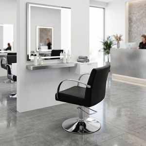Chaise de styliste noire, hydraulique, inclinable, portable, réglable en hauteur, en cuir PU durable, écologique, légère, rotation à 360 degrés - Product Image 4
