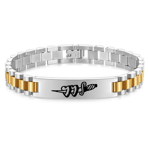 Bracelet pour homme en acier inoxydable 10 mm, motif épée découpé au laser, motif géométrique, bijou cadeau - Product Image 5