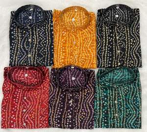 <b>Men's</b> and Kids' Bandhani Print Cotton <b>Kurta</b> Special for Navratri and Festivals - Product Image 1