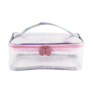 custom Holographic PU Cosmetic Case With Alligator Pattern Zipper Closure Soft Handle Medium Size Lovely Style <b>Makeup</b> <b>Storage</b> - Product Image 1