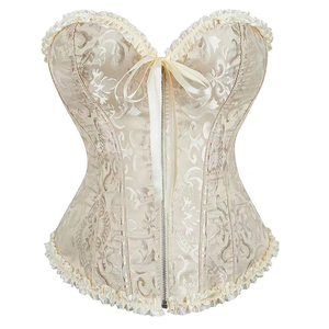 Corsets et Bustiers Sexy pour Femmes – Noir, Blanc, Rose, Bleu, Marron – <span class=keywords><strong>Crochet</strong></span>és, Zippés, Style Vintage, Corselet Overbust Écologique - Product Image 6