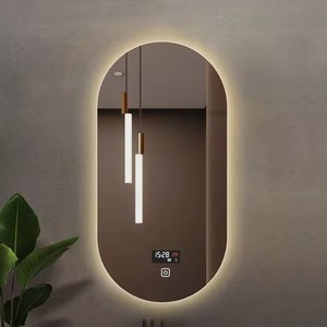 Miroir de salle de bain LED Bluetooth multifonctionnel, ovale, sans cadre, rétroéclairé, <span class=keywords><strong>anti</strong></span>-buée, personnalisé, vente en gros, pour hôtel <span class=keywords><strong>Coupe</strong></span> <span class=keywords><strong>du</strong></span> <span class=keywords><strong>Monde</strong></span> - Product Image 4