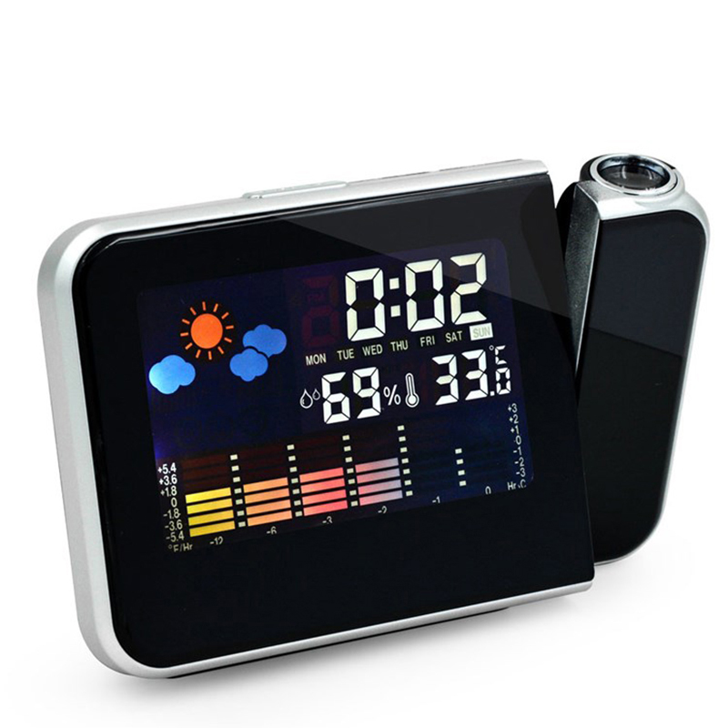 KH-CL002 Electronic Digital Weather LED Backlight Snooze Desk Alarm Clock with Time Projector