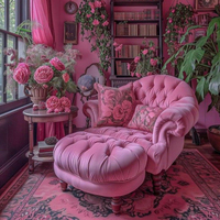Fauteuil simple en velours rose Yicheng, style européen rétro, chaise d'appoint de loisirs pour hôtel, chambre à coucher, magasin de vêtements