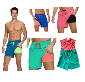 Pantalones cortos deportivos de playa para hombre con bolsillos con cremallera, modelo de buenas reseñas, bañadores de tela <span class=keywords><strong>el</strong></span>ástica de cuatro vías, patrón sólido - Product Image 1