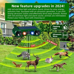 Répulsif solaire à ultrasons pour animaux de nuit Soundwave Fortress Deer Destroyer Raccoon Squirrel Dissuasion avec Flash Garden Courtyard - Product Image 2