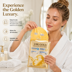 All'ingrosso Logo personalizzato coreano organico di bellezza idrogel maschere facciali 24K oro per biodanza collagene viso foglio di vitamina C oleoso - Product Image 3