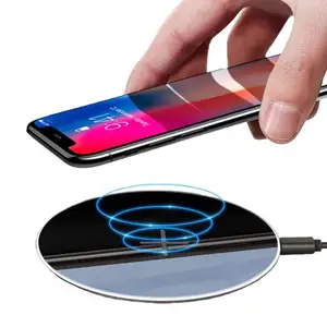 Universal Runde Glas Spiegel Mobile Lade Schnell Qi Handy 10w Ladegerät Wireless