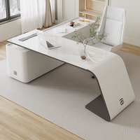 Bureau de travail en forme de L haut de gamme moderne en bois écologique, bureau de luxe durable en marbre