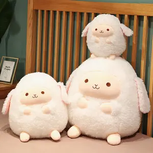 प्यारा प्लूसूशी भेड़ का बच्चा सफेद भेड़ की गेंद से भरपूर खिलौना kawai भरा हुआ जानवर भेड़