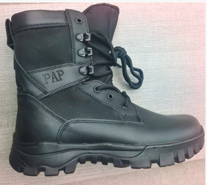 SFB116 Bottes tactiques montantes pour hommes, tige entièrement en cuir, tissu en nylon respirant, semelle extérieure en caoutchouc antidérapante, randonnée en plein air, travail - Product Image 3