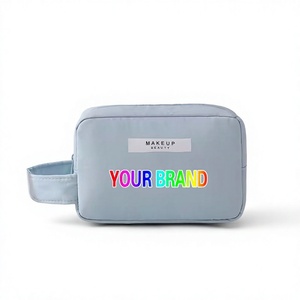 Custom Logo Water Resistant Polyester Simple <b>Large</b> Capacity Outdoor Travel <b>Makeup</b> Storage Cosmetic <b>Bag</b> Soft Handle Zipper - Product Image 2